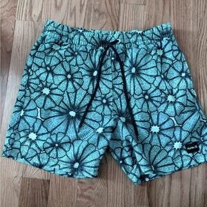 Hurley Teal Floral Print Swim Shorts